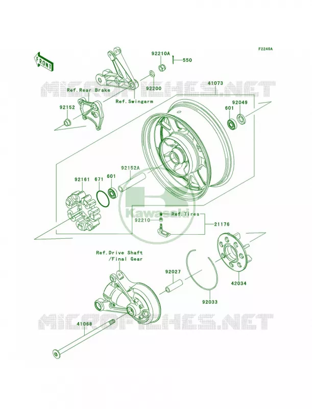 Rear WheelChainCEF Kawasaki MOTOS 1400 2013 Concours 14 ABS  ZG1400CDF