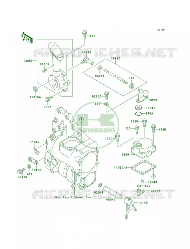 Control Kawasaki QUAD 300 1993 Bayou 300 4X4  KLF300-C5