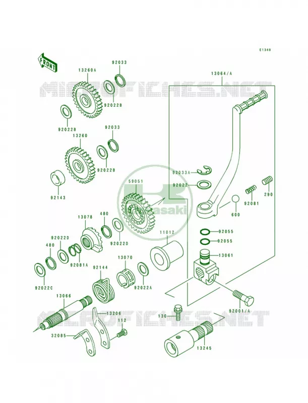 Kickstarter Mechanism Kawasaki QUAD 400 1993 Bayou 400 4X4  KLF400-B1