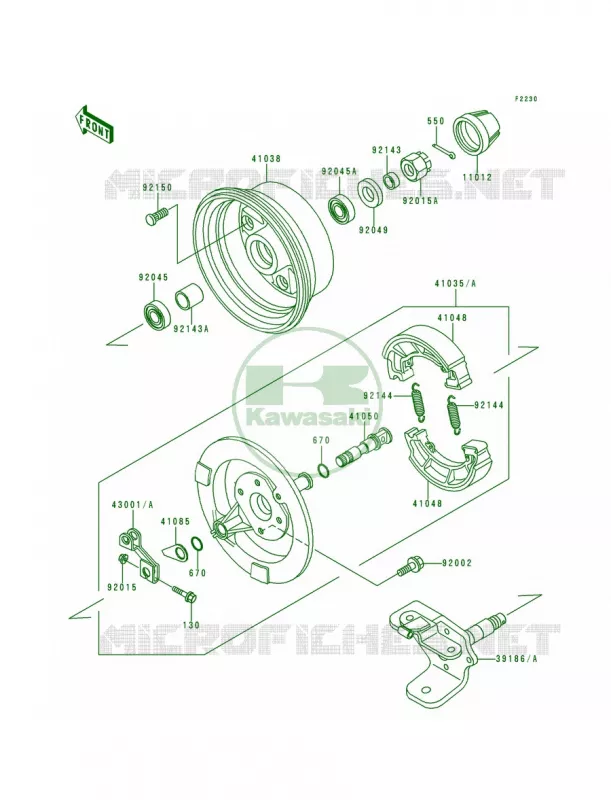 Front Hub Kawasaki QUAD 220 1992 Bayou 220  KLF220-A5
