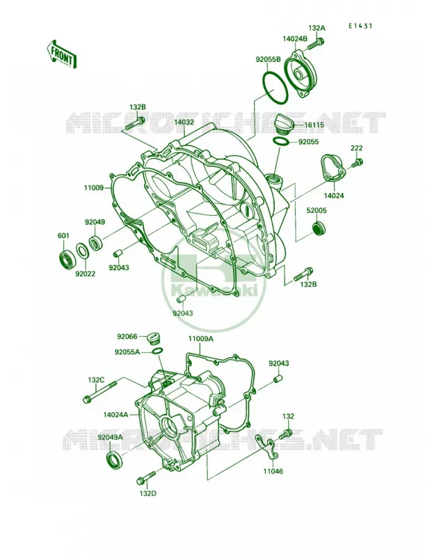 Engine Cover Kawasaki QUAD 220 1991 Bayou 220  KLF220-A4