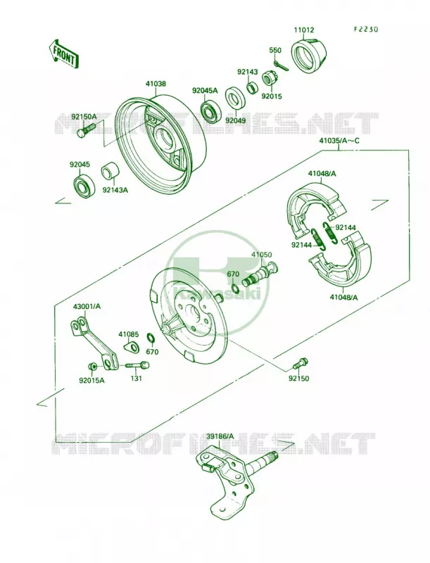 Front Hub Kawasaki QUAD 220 1991 Bayou 220  KLF220-A4