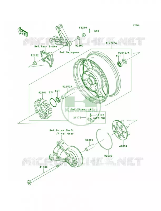Rear WheelChainCAF-CDF Kawasaki MOTOS 1400 2011 Concours 14 ABS  ZG1400CBF