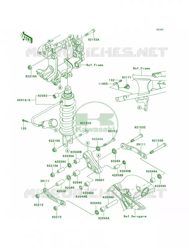 SuspensionShock Absorber Kawasaki MOTOS 1400 2011 Concours 14 ABS  ZG1400CBF