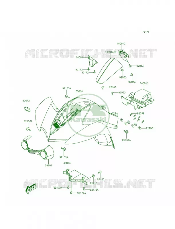 Front Fenders Kawasaki QUAD 90 2014 KFX90  KSF90AEF