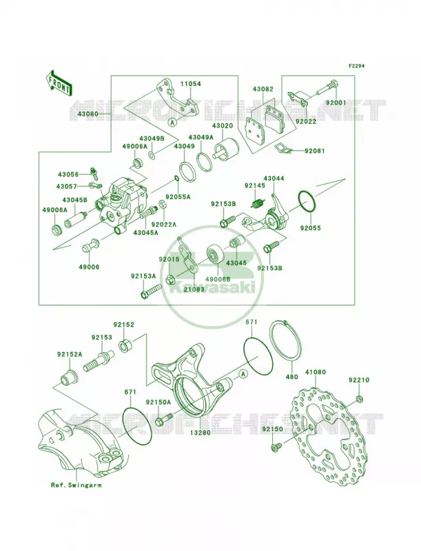 Rear Brake Kawasaki QUAD 450 2013 KFX450R  KSF450BDF