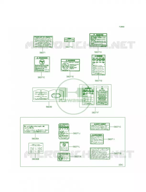 Labels Kawasaki QUAD 50 2013 KFX50  KSF50BDF