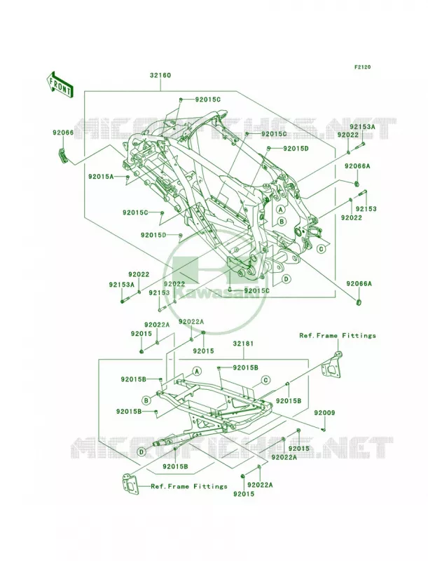 Frame Kawasaki QUAD 450 2011 KFX450R  KSF450BBF