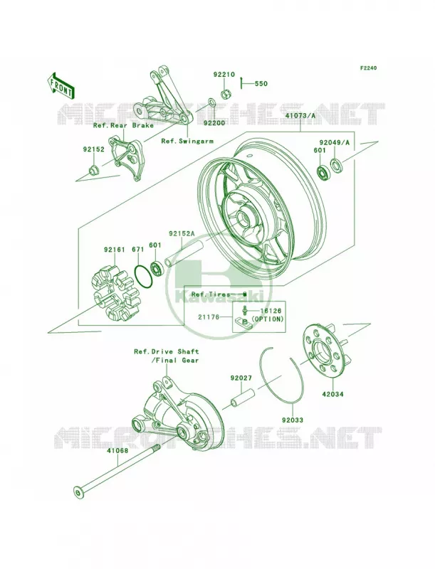 Rear WheelChainCAF-CDF Kawasaki MOTOS 1400 2010 Concours 14 ABS  ZG1400CAF