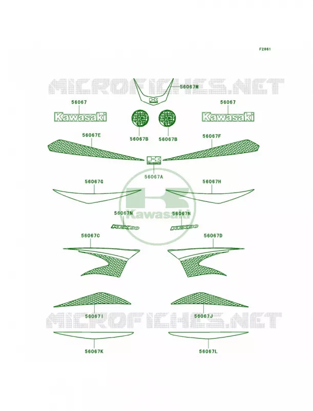 DecalsGreenA7F Kawasaki QUAD 90 2009 KFX90  KSF90A9S