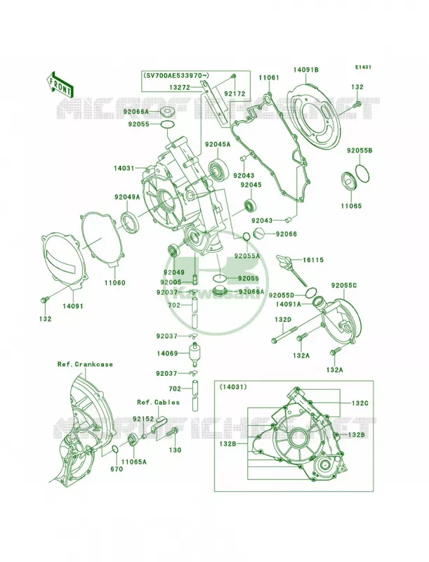 Engine Covers Kawasaki QUAD 700 2009 KFX700  KSV700B9F