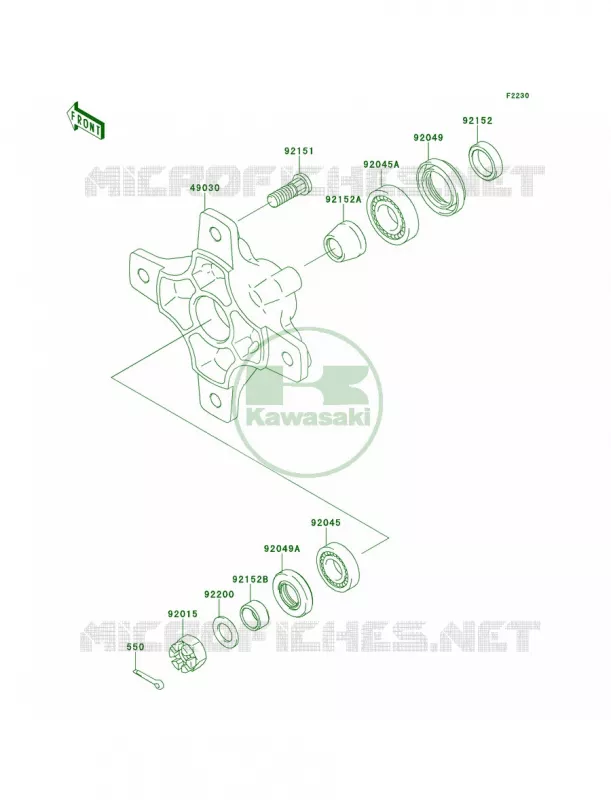 Front Hub Kawasaki QUAD 700 2009 KFX700  KSV700B9F