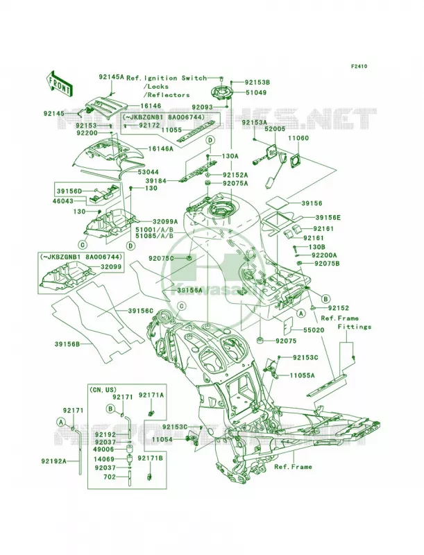 Fuel Tank Kawasaki MOTOS 1400 2009 Concours 14  ZG1400B9F