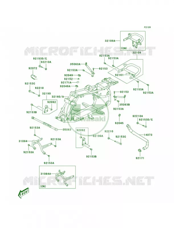 Frame Kawasaki QUAD 50 2008 KFX50  KSF50B8F