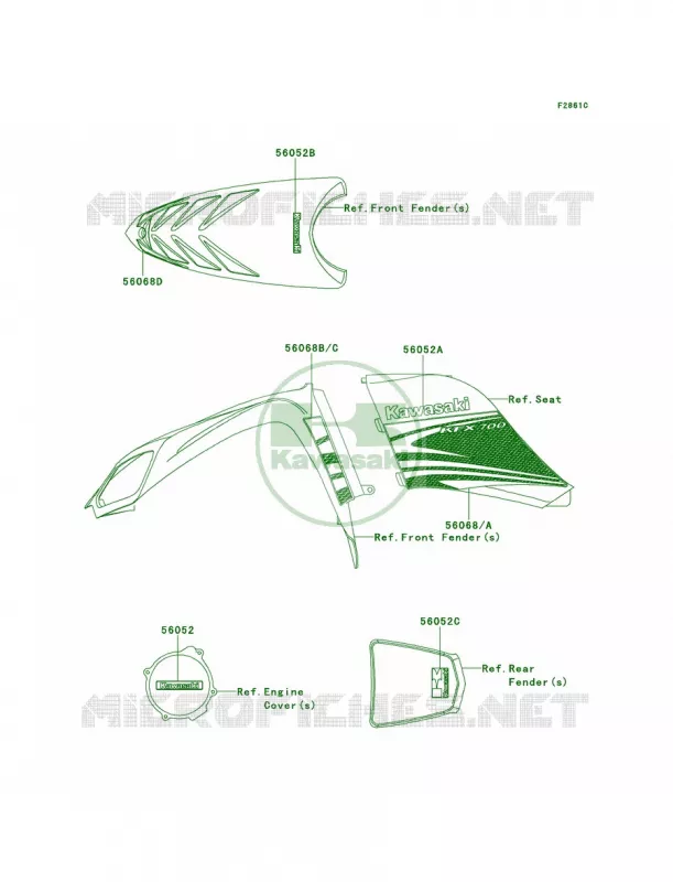 DecalsA9F Kawasaki QUAD 700 2007 KFX700  KSV700A7F