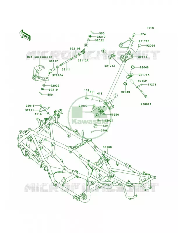 Frame Kawasaki QUAD 700 2007 KFX700  KSV700A7F