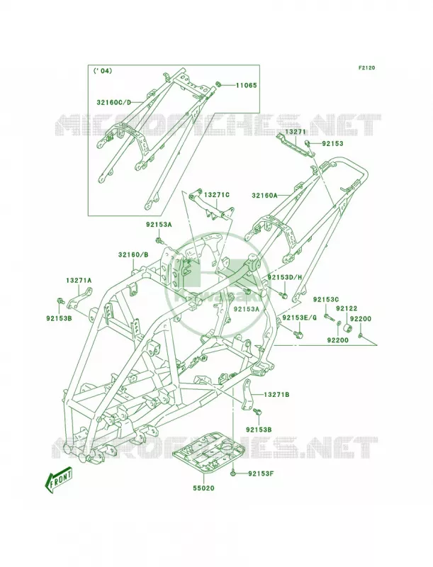 FrameA1A2 Kawasaki QUAD 400 2004 KFX400  KSF400-A2