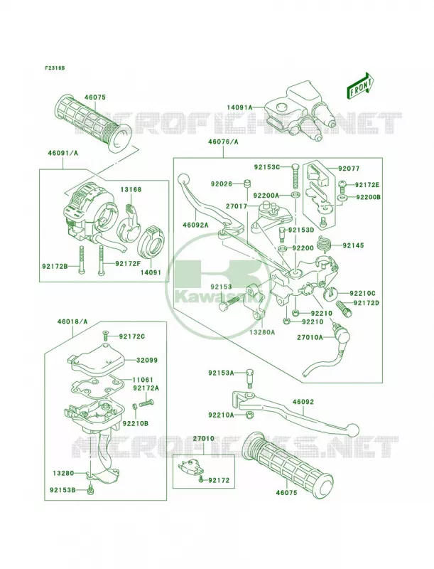 Handle LeverA2A3 Kawasaki QUAD 400 2004 KFX400  KSF400-A2