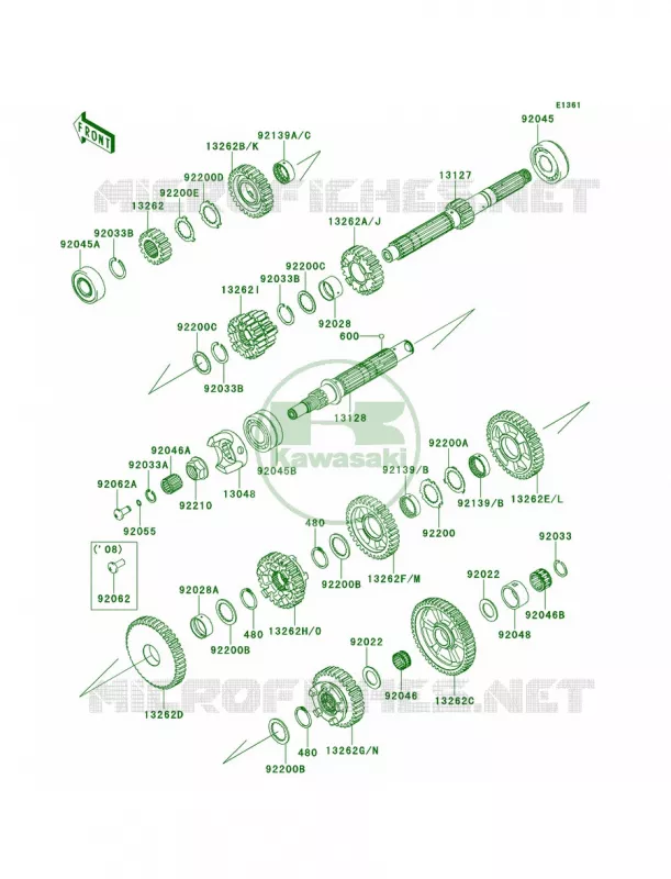 Transmission Kawasaki MOTOS 1400 2008 Concours 14  ZG1400B8F