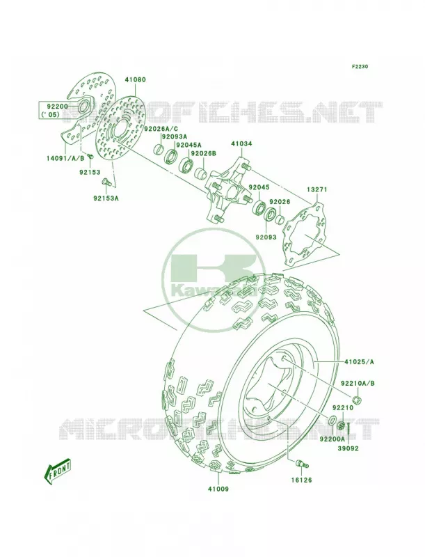Front Hub Kawasaki QUAD 400 2003 KFX400  KSF400-A1