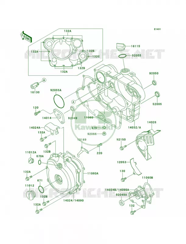 Engine Covers Kawasaki QUAD 250 2000 Mojave 250  KSF250-A14