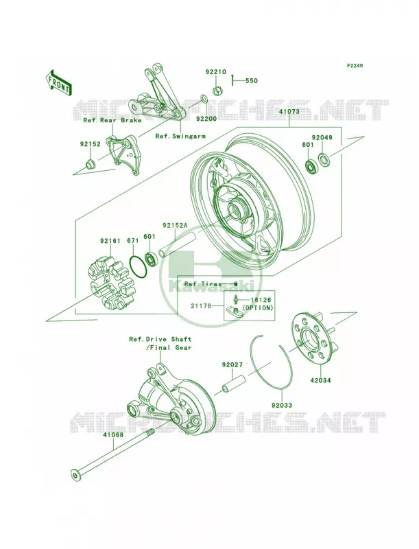Rear WheelChain Kawasaki MOTOS 1400 2008 Concours 14 ABS  ZG1400A8F