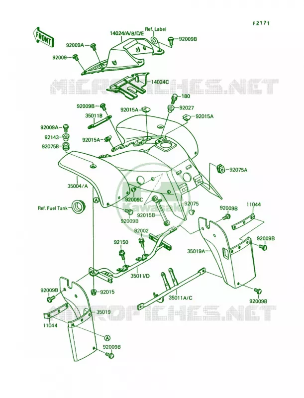 Front Fender Kawasaki QUAD 250 1992 Mojave 250  KSF250-A6