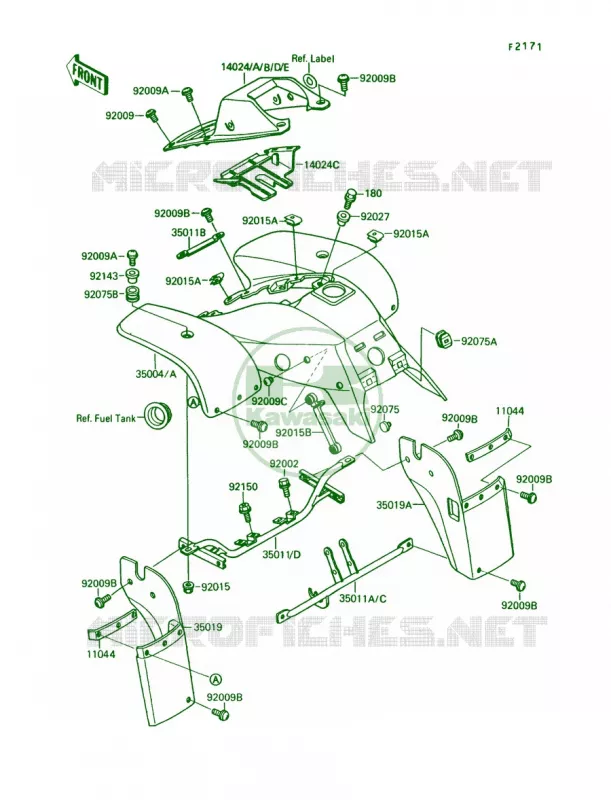 Front Fender Kawasaki QUAD 250 1990 Mojave 250  KSF250-A4