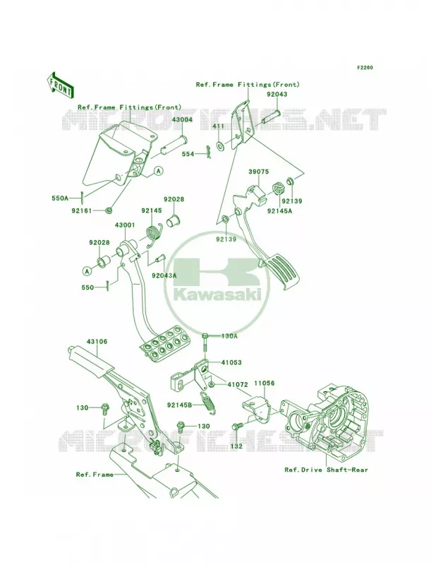 Brake PedalThrottle Lever Kawasaki MULE 800 2014 Teryx4 Camo  KRT800DEF