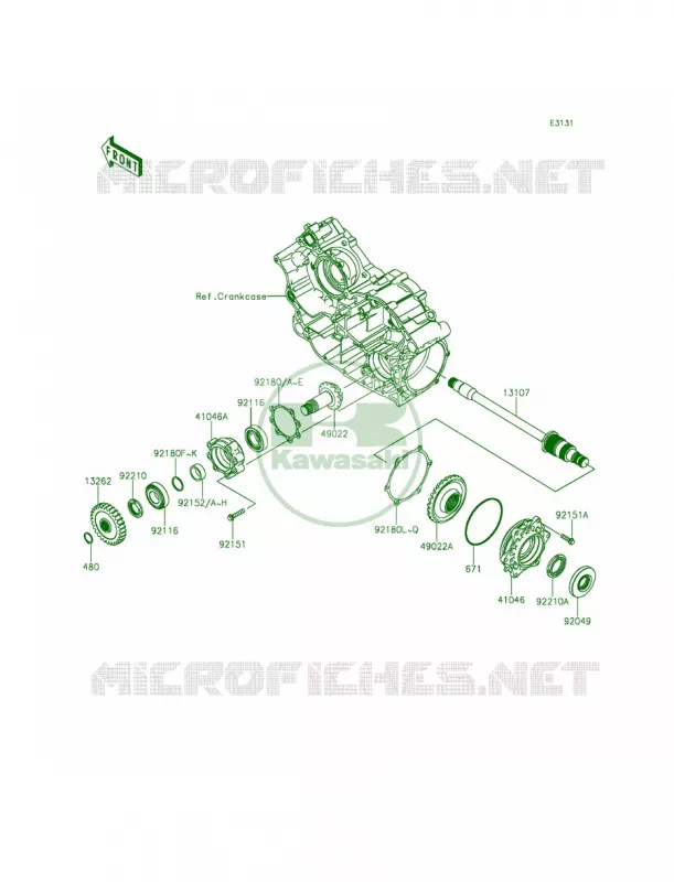 Front Bevel Gear Kawasaki MULE 800 2014 Teryx  KRF800BEF