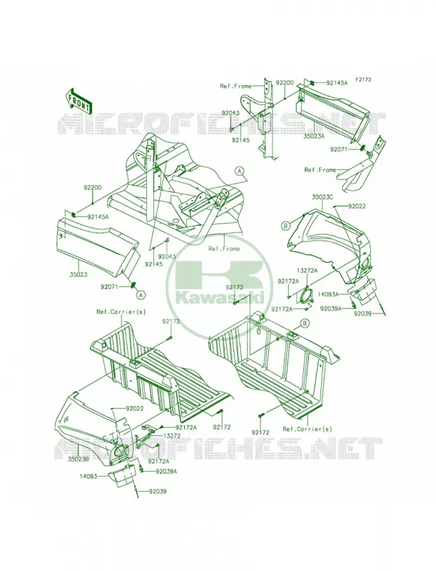 Rear Fenders Kawasaki MULE 800 2014 Teryx  KRF800BEF