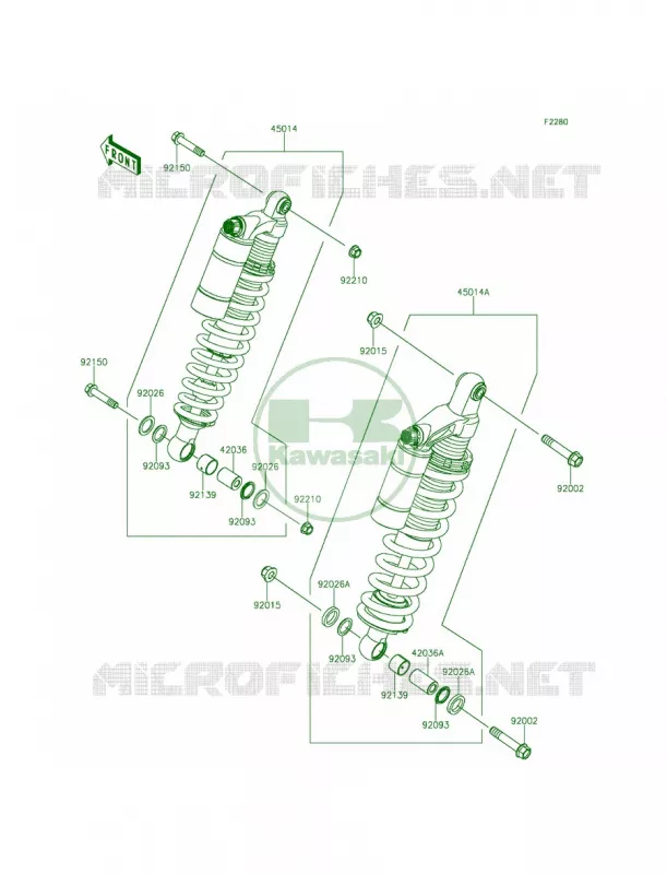 Shock Absorbers Kawasaki MULE 800 2014 Teryx  KRF800BEF