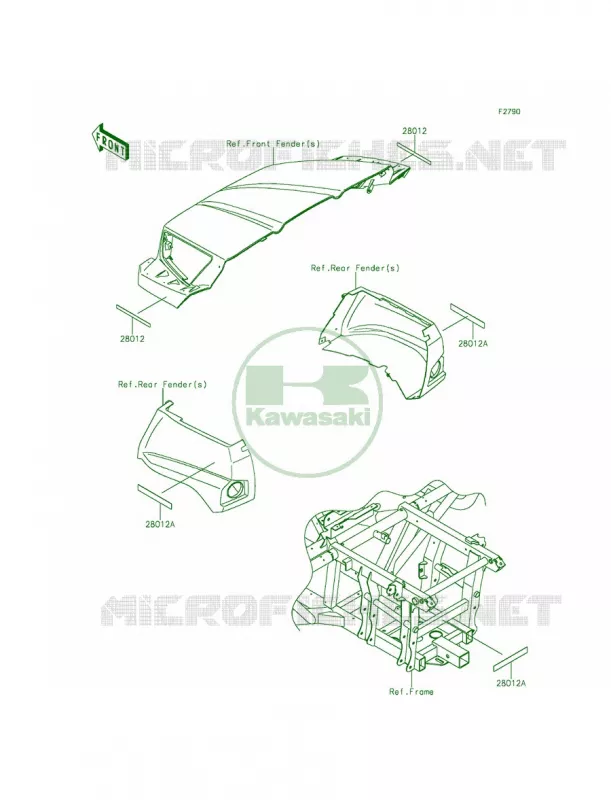 Reflectors Kawasaki MULE 800 2014 Teryx Camo  KRF800DEF