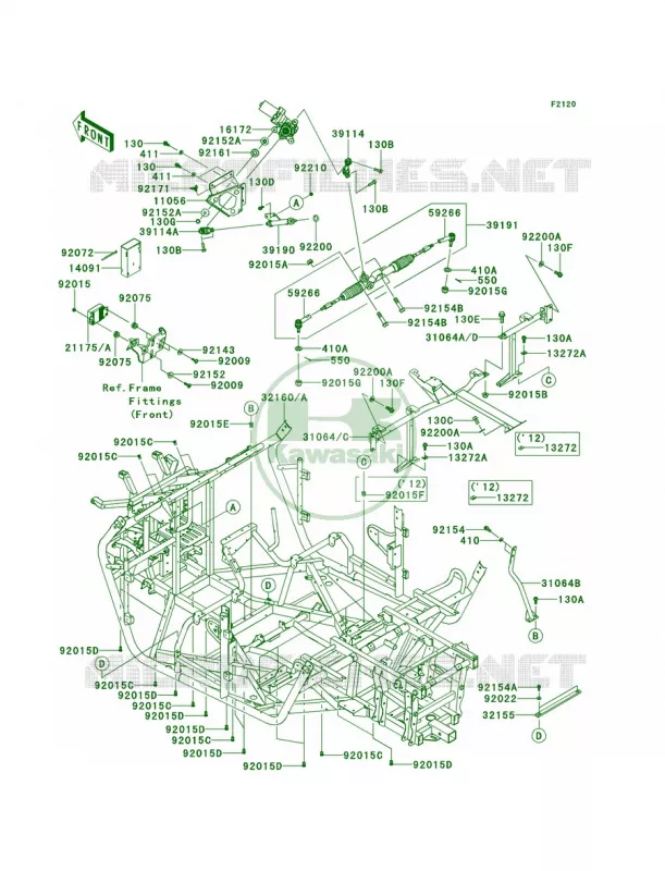 Frame Kawasaki MULE 750 2012 Teryx4 750 4x4 EPS Realtree APG HD  KRT750DCF