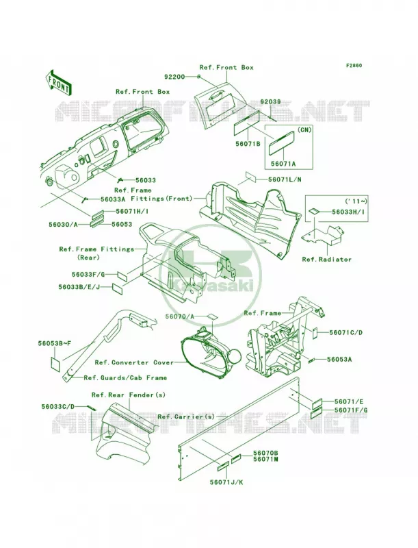 Labels Kawasaki MULE 750 2011 Teryx 750 FI 4x4  KRF750NBF
