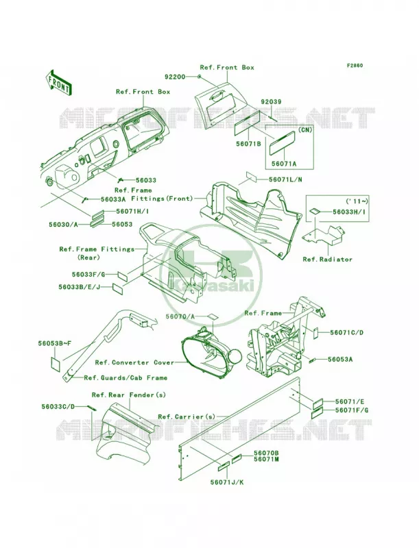 Labels Kawasaki MULE 750 2010 Teryx 750 FI 4x4  KRF750NAF