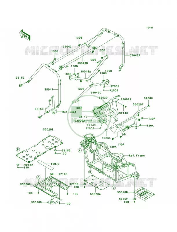 GuardsCab Frame Kawasaki MULE 750 2008 Teryx 750 4x4 LE  KRF750D8F