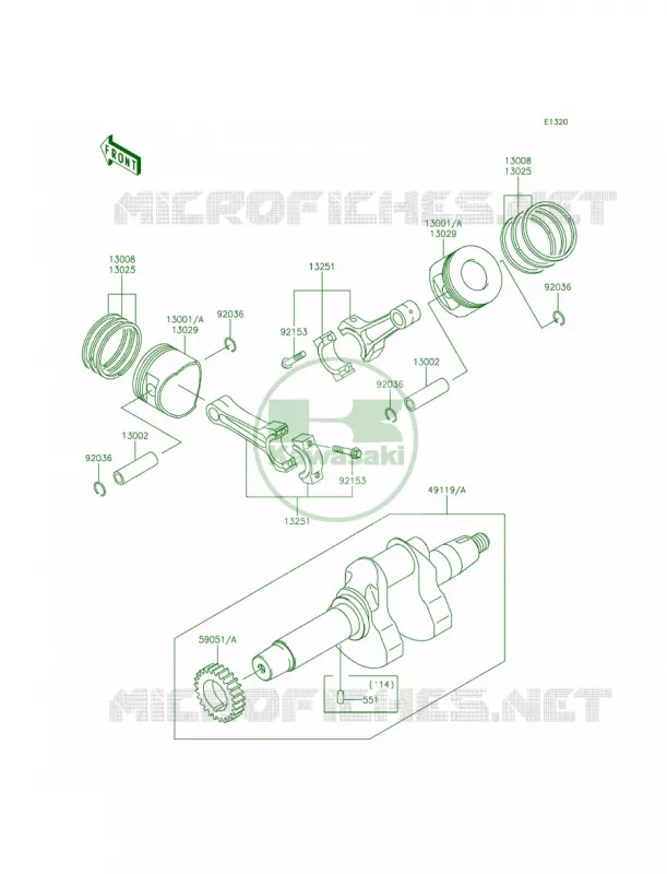 CrankshaftPistons Kawasaki MULE 620 2015 MULE 4010 TRANS4x4  KAF620RFFA