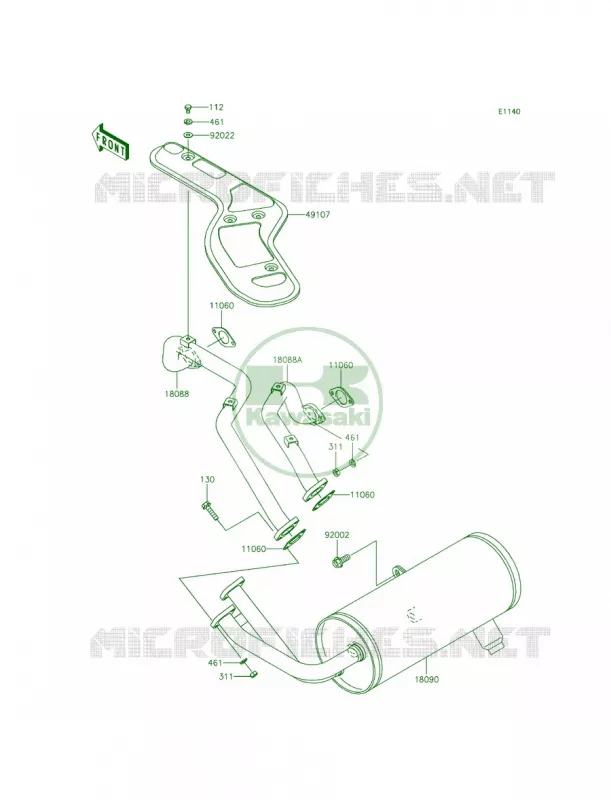 Mufflers Kawasaki MULE 620 2015 MULE 4010 TRANS4x4  KAF620RFFA