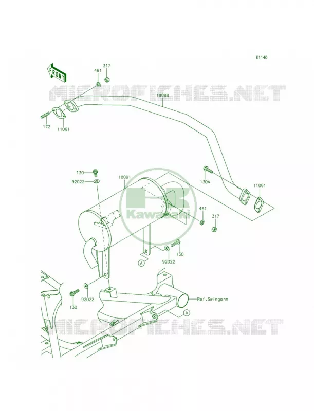 Mufflers Kawasaki MULE 400 2015 MULE 610 4x4 XC SE  KAF400FFF