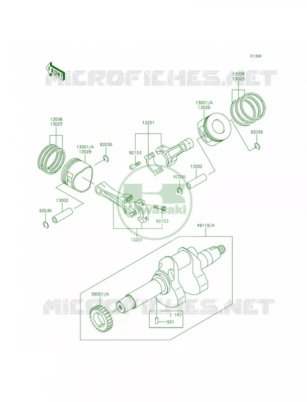 CrankshaftPistons Kawasaki MULE 620 2015 MULE 4000  KAF620PFF