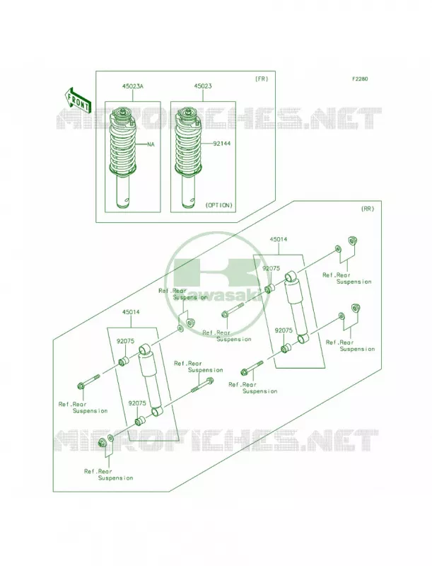 Shock Absorbers Kawasaki MULE 620 2015 MULE 4010 4x4  KAF620MFF