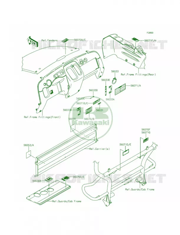 Labels Kawasaki MULE 400 2014 Mule 610 4x4 XC Camo  KAF400EEF