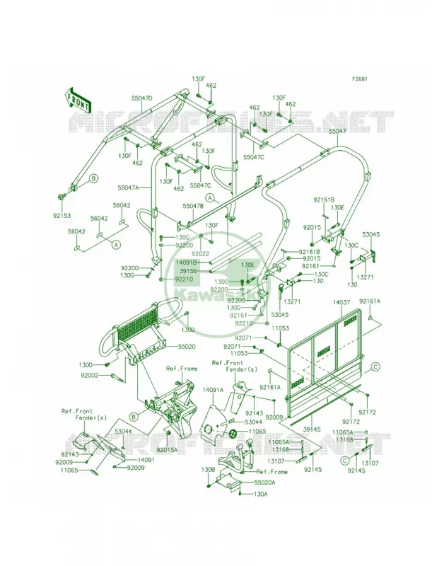 GuardsCab Frame Kawasaki MULE 620 2014 Mule 4010 Trans4x4 Camo  KAF620SEF