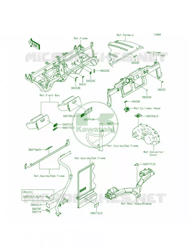 Labels Kawasaki MULE 620 2014 Mule 4010 Trans4x4  KAF620REF