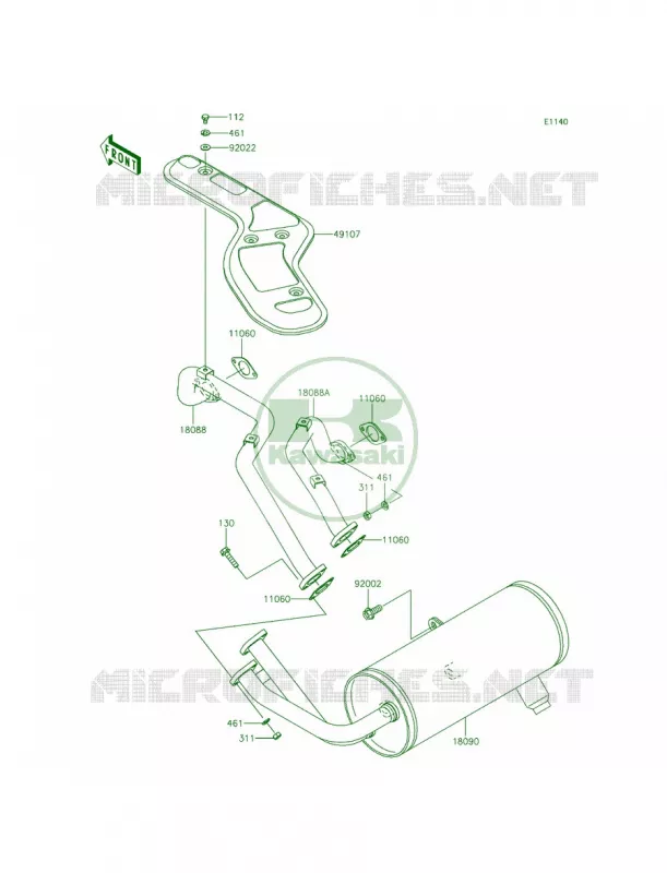 Mufflers Kawasaki MULE 620 2014 Mule 4010 Trans4x4  KAF620REFA