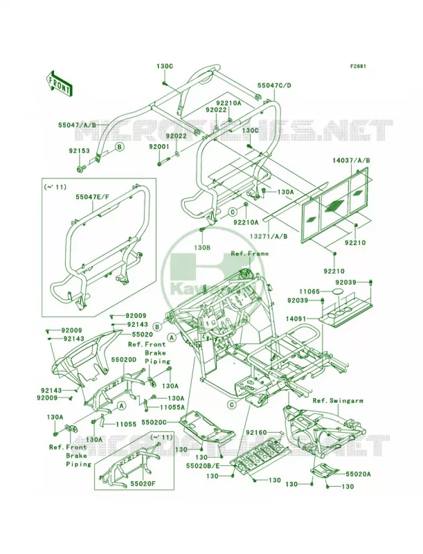 GuardsCab Frame Kawasaki MULE 400 2014 Mule 610 4x4 XC  KAF400DEF