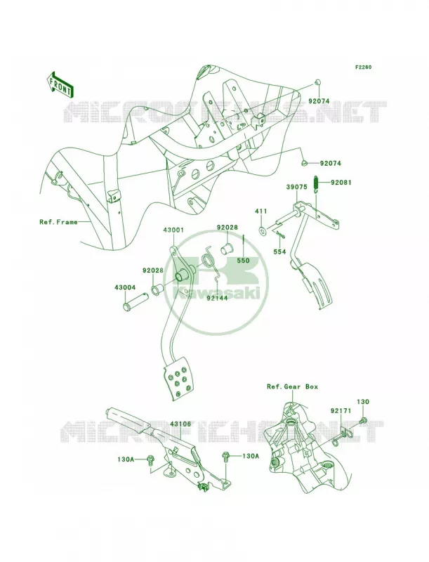 Brake PedalThrottle Lever Kawasaki MULE 400 2014 Mule 610 4x4  KAF400AEF
