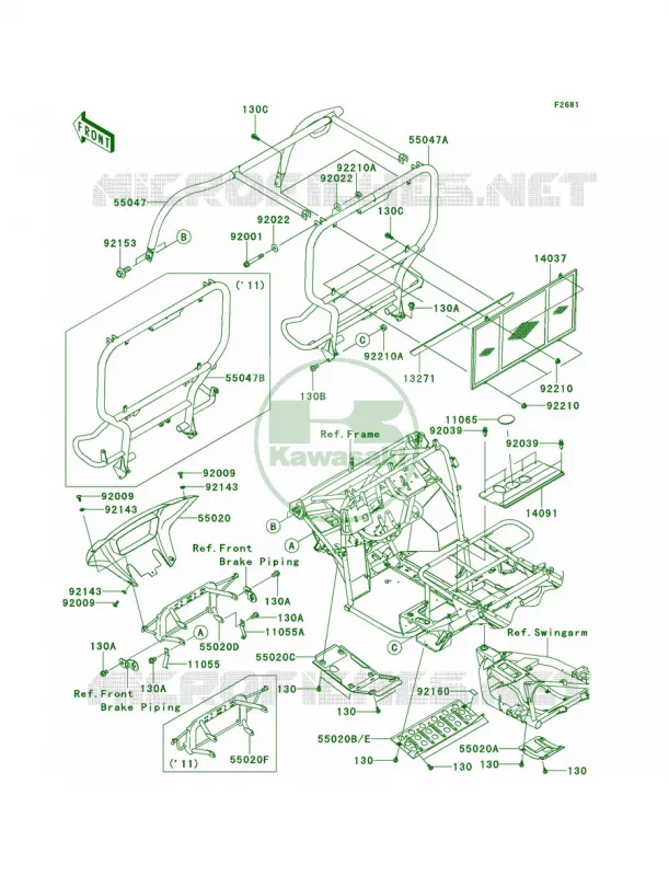 GuardsCab Frame Kawasaki MULE 400 2014 Mule 610 4x4  KAF400AEF