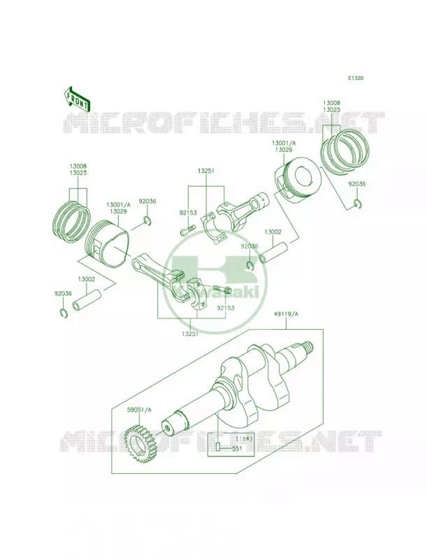 CrankshaftPistons Kawasaki MULE 620 2014 Mule 4000  KAF620PEF